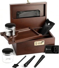 Large Bamboo Storage Box with Combination Lock Decorative Organizer for Home and
