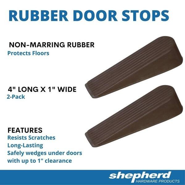2 Pack Shepherd Brown Rubber Door Stops with Non-Marring Base Resists Scratches gallery