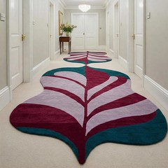 Leaf Shape Its Traditional Design Hand-Tufted Modern 100% Soft Wool Study Room