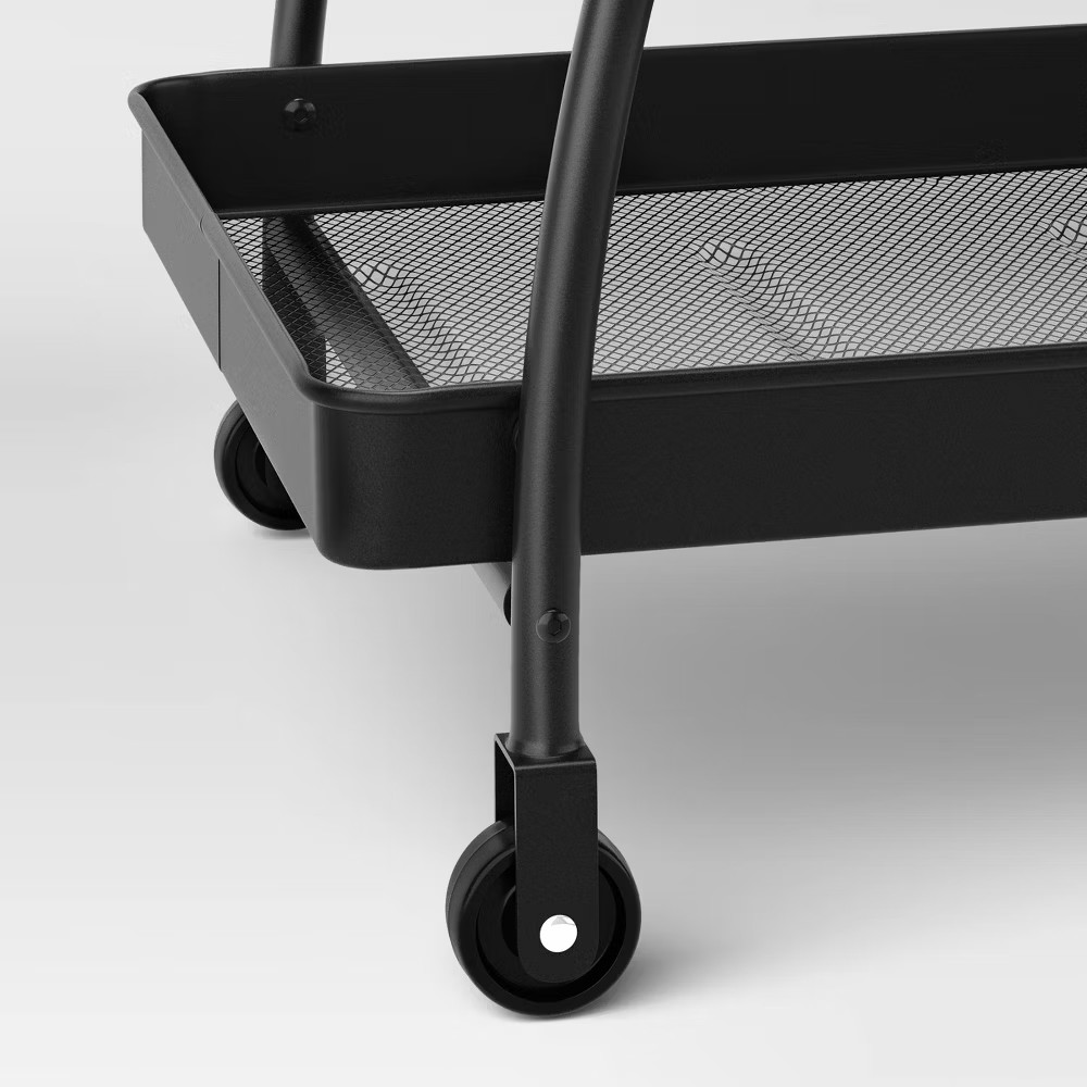 Metal Mesh Rolling Bar Outdoor Serving Cart Black - Room Essentials gallery