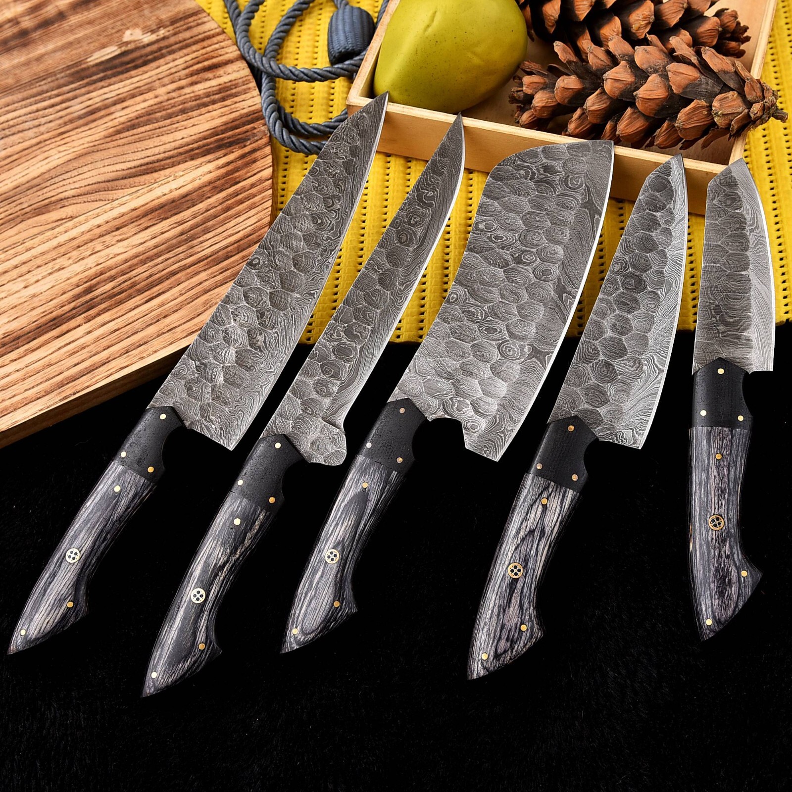 Handmade HAND FORGED DAMASCUS STEEL CHEF KNIFE Set Kitchen Knives gallery
