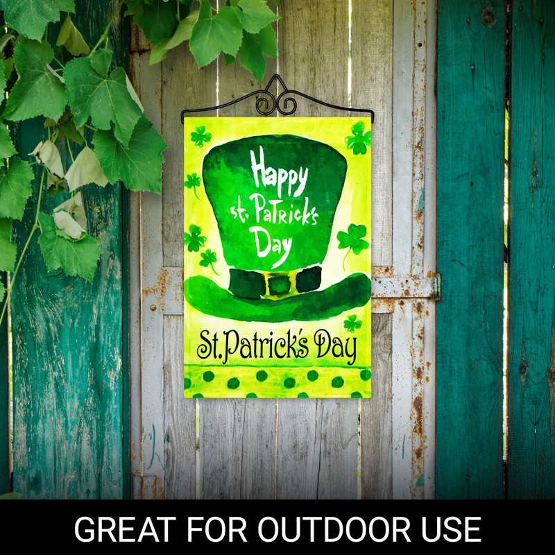 Garden Flag Happy St. Patrick's Day Leprechaun Hat 12x18IN & Hanger Printed Poly gallery