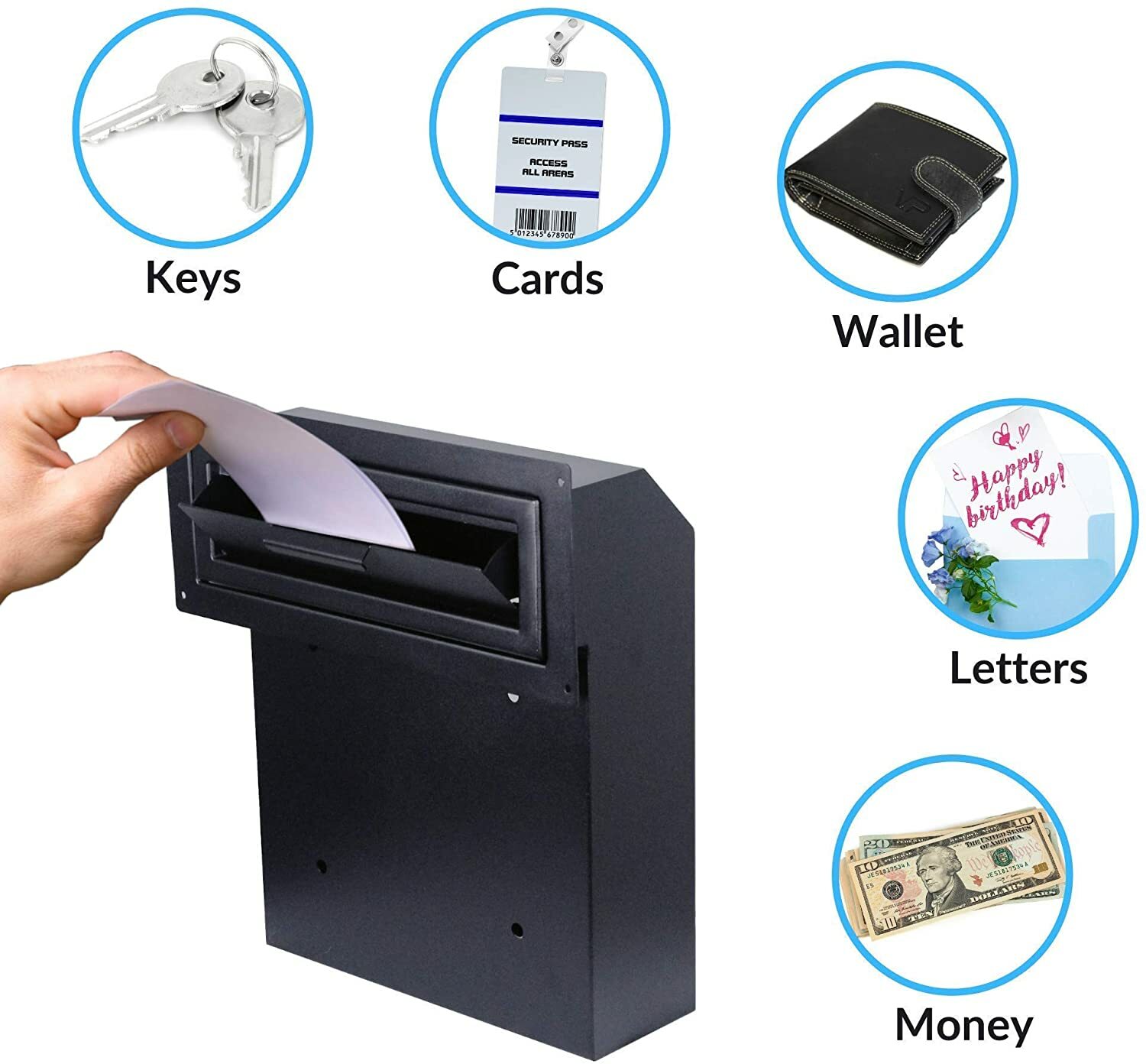 Mailbox Slot Door Key Dropbox Secure Deposit Rain Weatherproof Heavy Duty Steel gallery