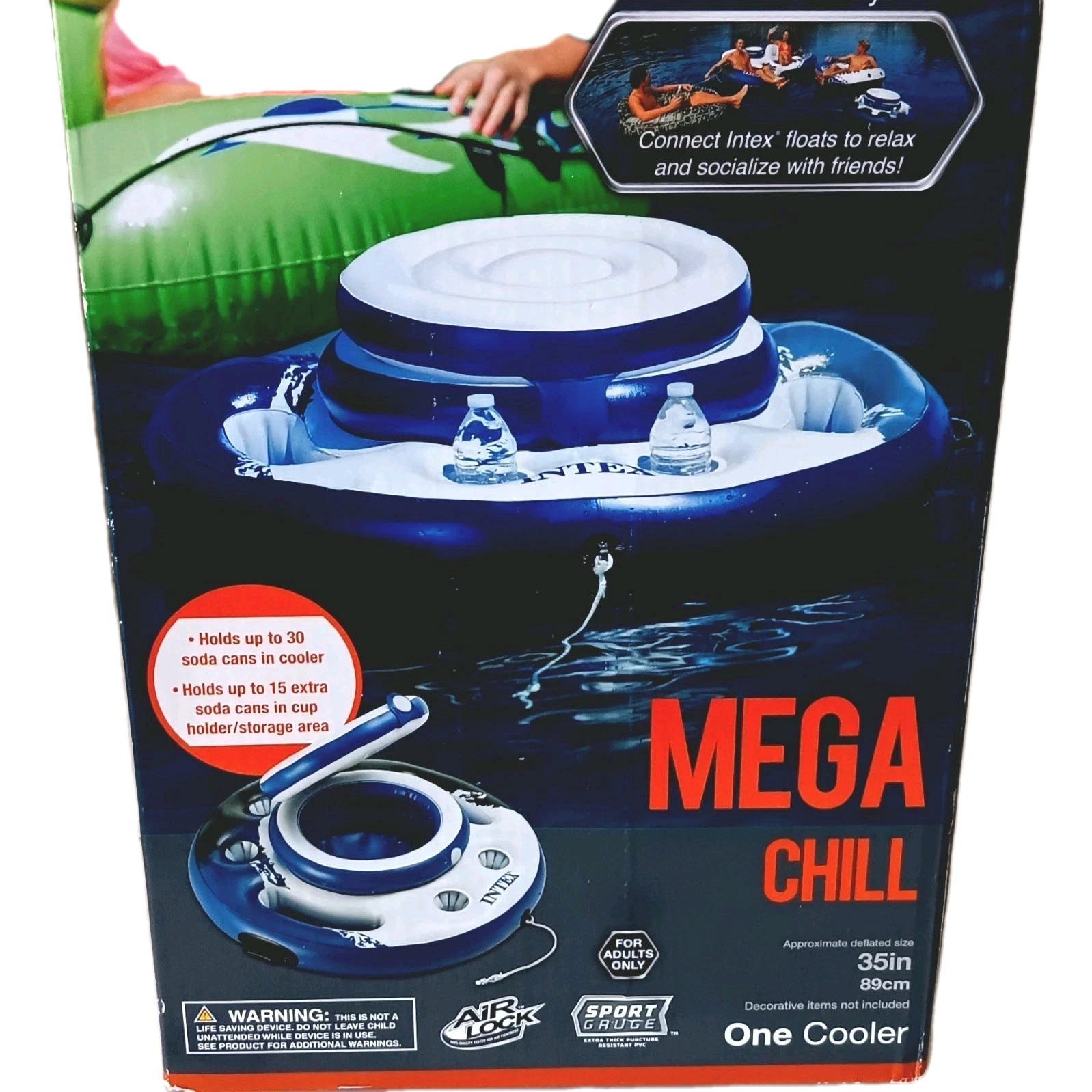 NIB Intex MegaChill Inflatable Floating 35in Beverage Cooler Holds 40+ Cans gallery