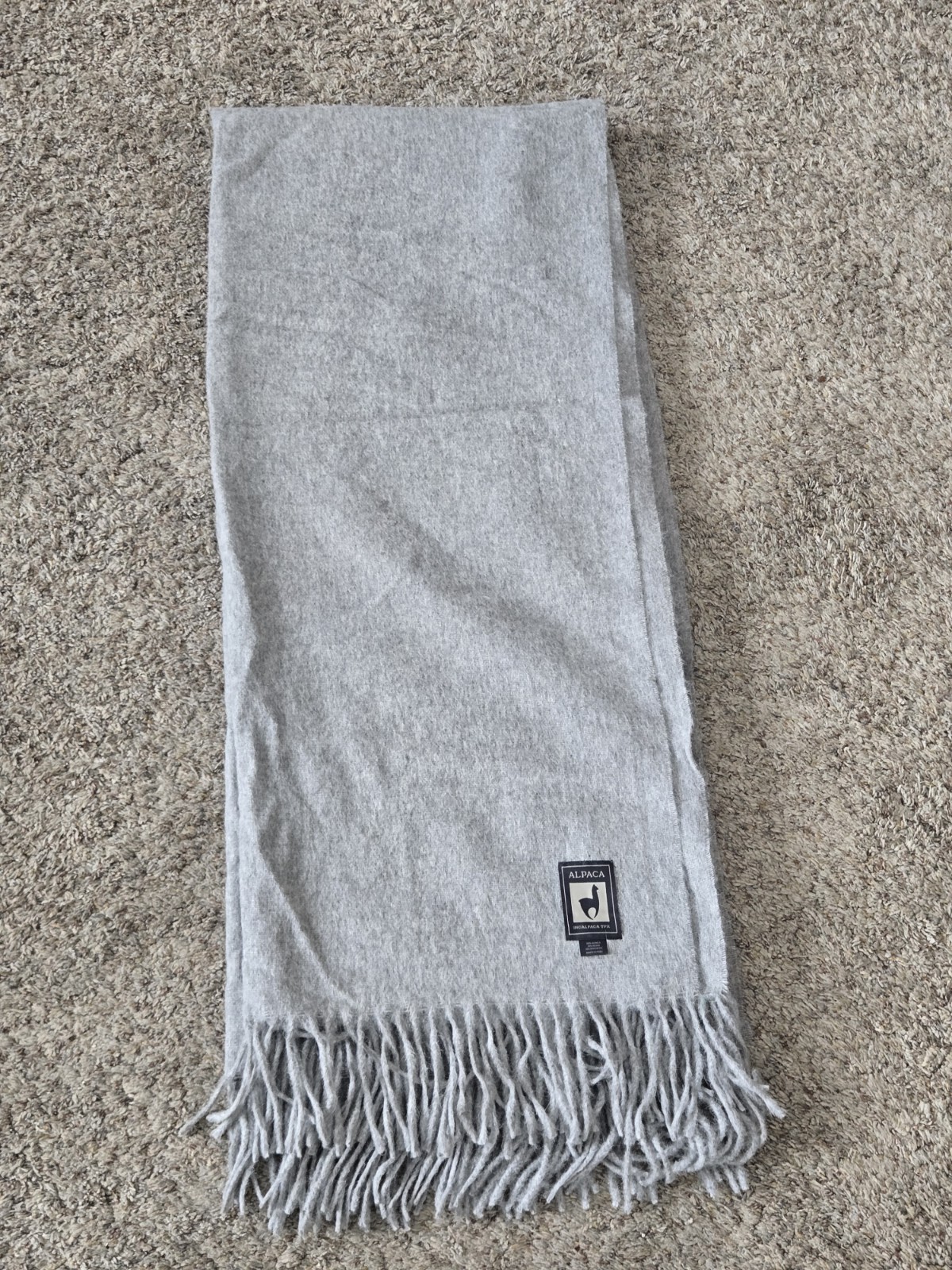 INCALPACA TPX Throw Light Gray Alpaca Blend Luxury Fringe Throw 60"x72" Peru New gallery