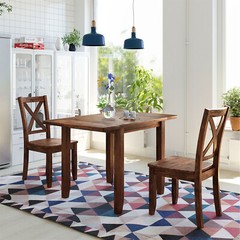 3 Piece Dining Table Set Extendable Table w/ 2 Chair Kitchen Breakfast Furniture