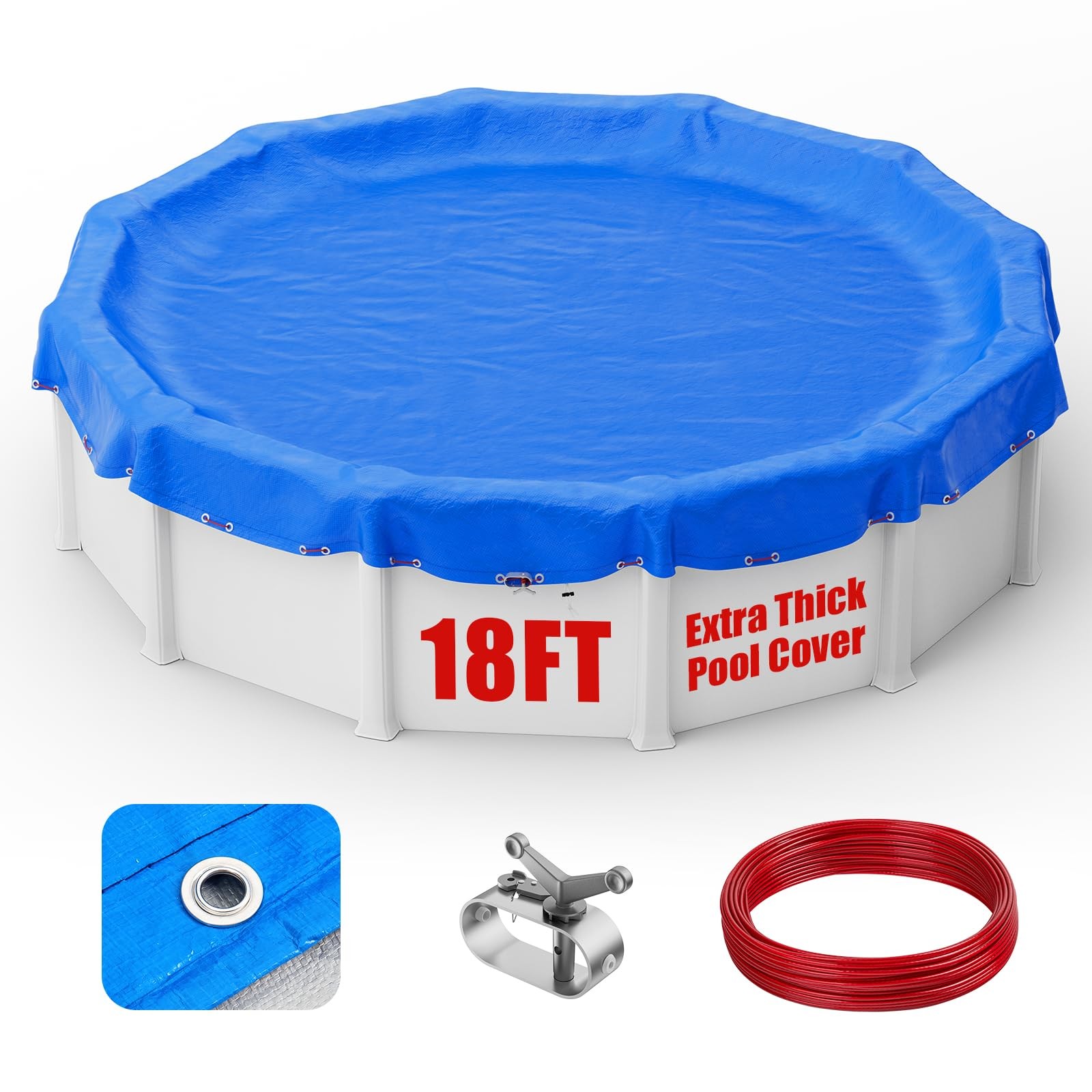 18Ft Blue Round Above-Ground Pool Cover Protection Cover Swimming Pool Cover NEW gallery