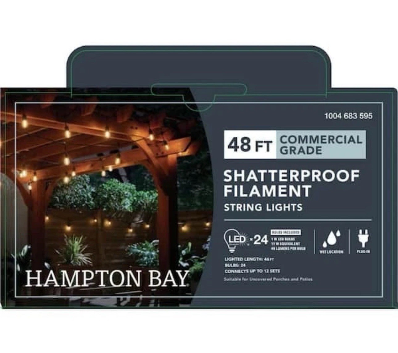Hampton Bay 24-Light 48 ft. Indoor/Outdoor String Light with S14 Single Filament gallery