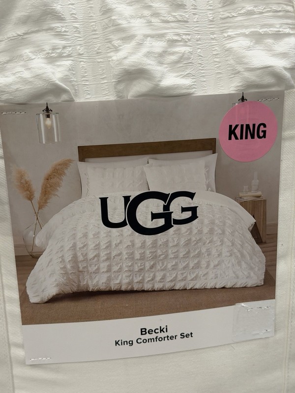 UGG Becki White KING Size Comforter + 2 Pillow Shams Bedding SET Color Snow NEW gallery