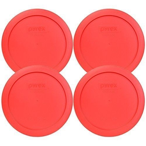 Pyrex 7201-PC 6" Red Round Replacement Cover Lid New for 4 Cup Glass Bowl 4PK gallery