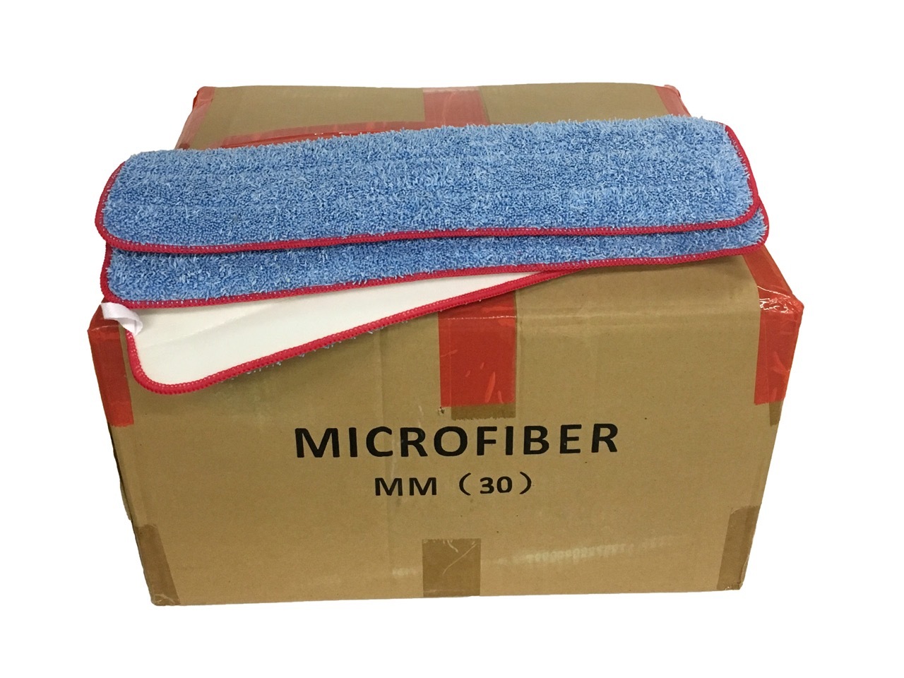 100 Case 18" Looped Microfiber Mop Pads Wet Dry Refill 400GSM (Blue/Red) gallery