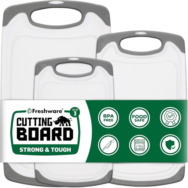 Reversible Cutting Board Set - 3 Sizes with Juice Grooves & Non-Slip Handles gallery