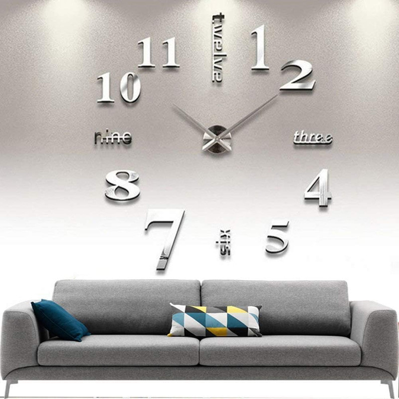 DIY Wall Clock Modern Large 3D Frameless Wall Clock Mirror Stickers Decor Home O gallery