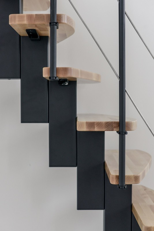 Indoor Space-Saving Straight Staircase Kit Central Stringer Beech Alternate Step gallery