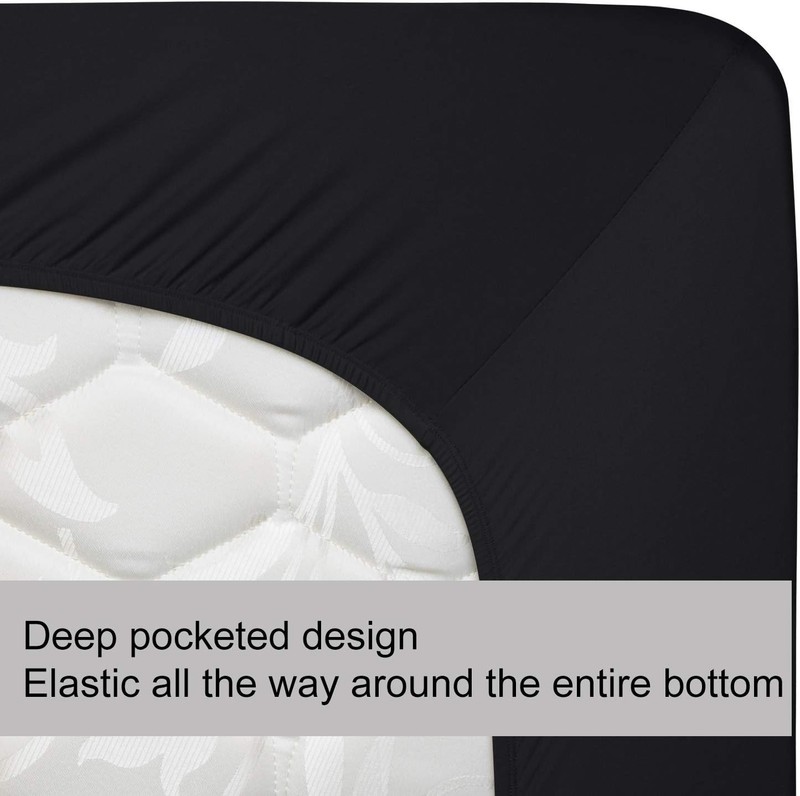 Soft Microfiber Twin Fitted Sheet, Deep Pocket, 4-Way Stretch for All Mattresses gallery