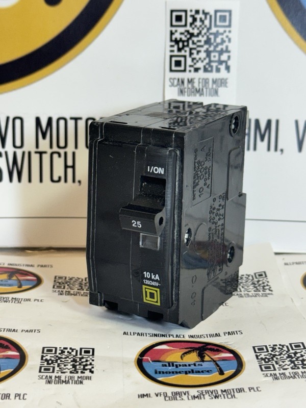 Square D 2-Pole Indoor Plug-In Circuit Breaker QO 25A 120/240V, 3.5 H x 1.48 W x gallery