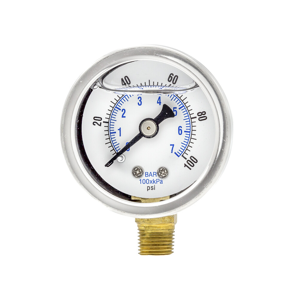 Liquid Filled Lower Mount Pressure Gauge with 1.5" Dial, 0-100 PSI, 1/8"Male NPT gallery