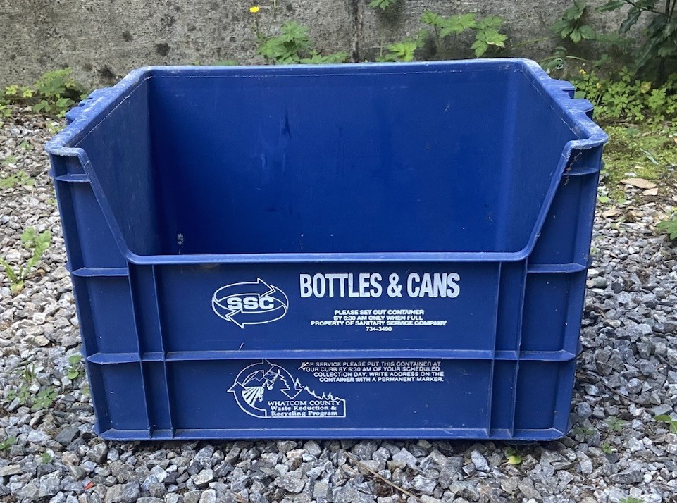 4 STORAGE CRATE BIN 18x15x12 Plastic Recycling Stackable Box Cans Paper Bottles gallery