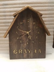 Handmade Barnwood Barn Shaped Wall Clock (M)