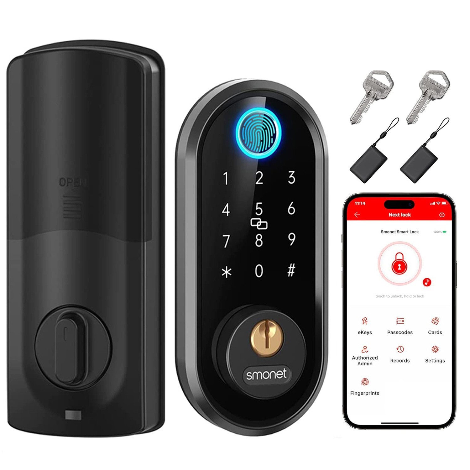 SMONET Smart Front Door Lock Handle Set Keyless Entry Digital Keypad Deadbolt gallery