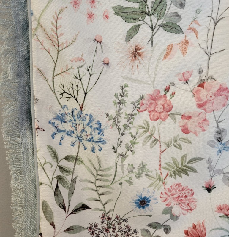 Mdesign Spring Table Runner 2 Piece Floral Printed 14x72 & Solid Blue 16x80 gallery