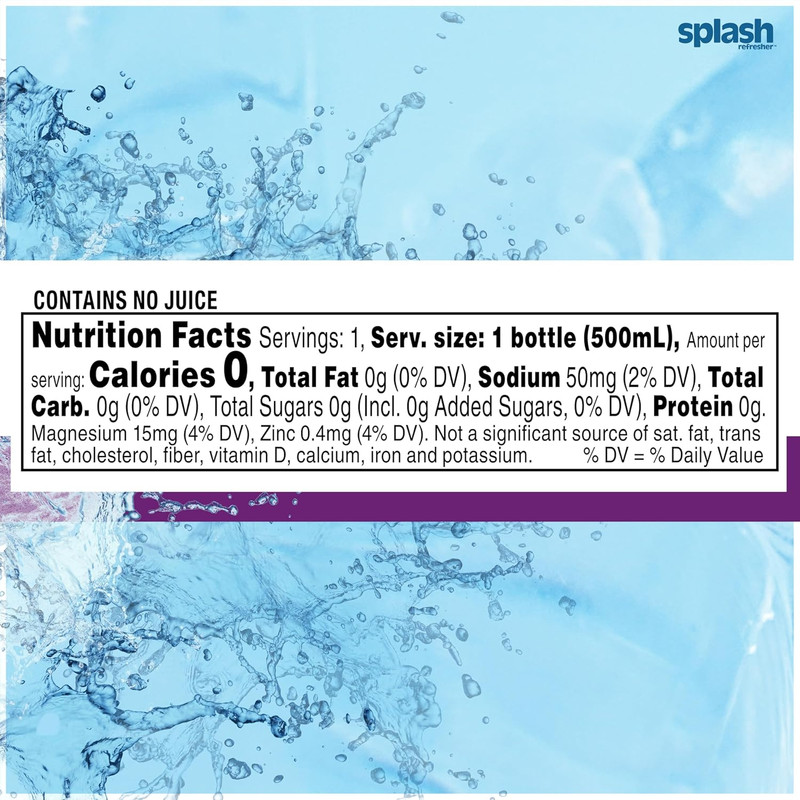 SPLASH REFRESHER Acai Grape Flavored Water, 8 Fl Oz, Plastic Bottle Pack of 12 gallery
