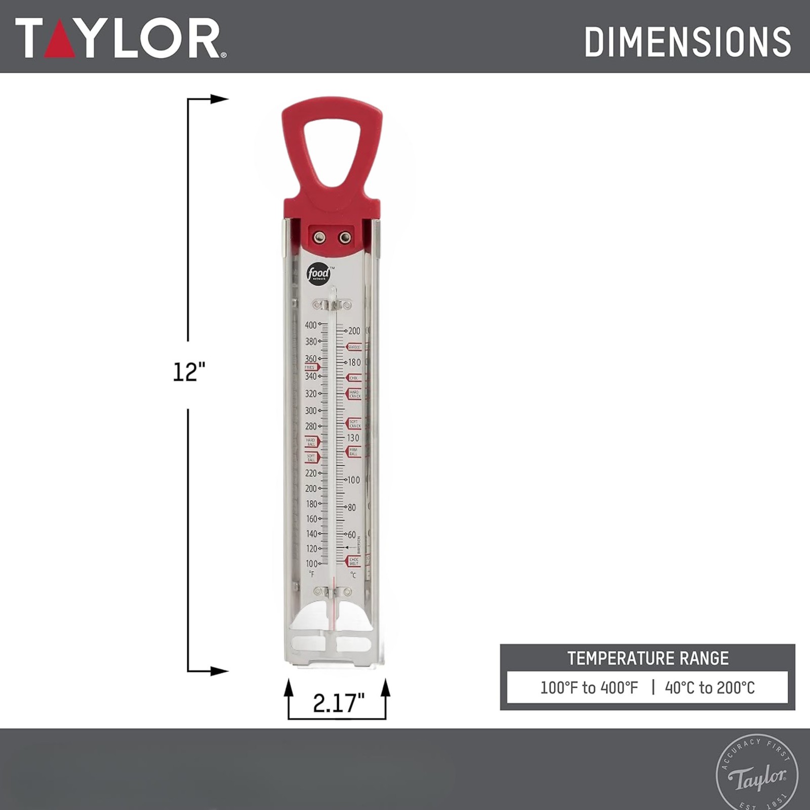 Taylor Food Network Candy Thermometer – Clip-On Stainless Steel Design gallery