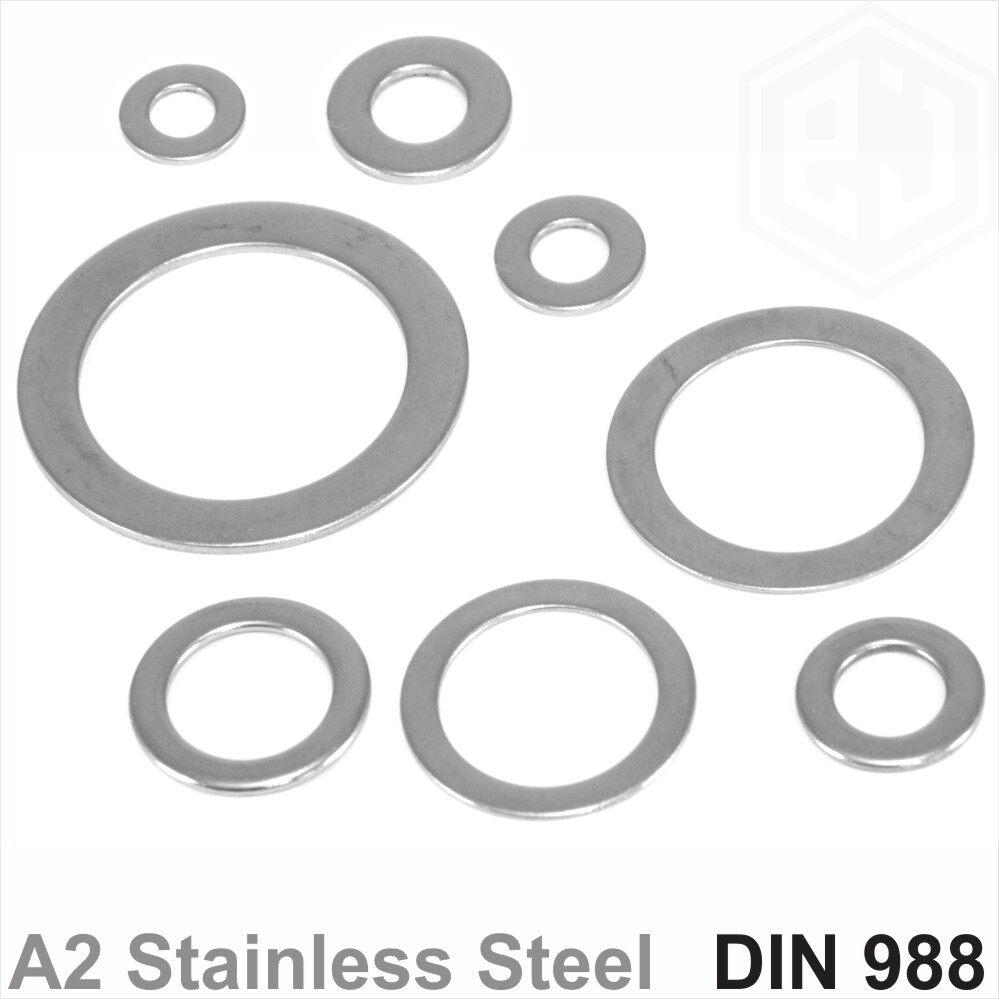A2 Stainless Steel Shim Washers Flat Shims Thick 0.1 0.2 0.25 0.5 1 2mm DIN 988 gallery