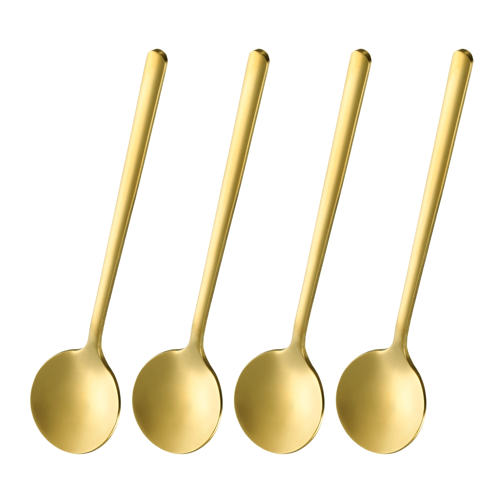 4pcs Espresso Spoons 5.1 Inches Stainless Steel Round Coffee Spoon Gold gallery