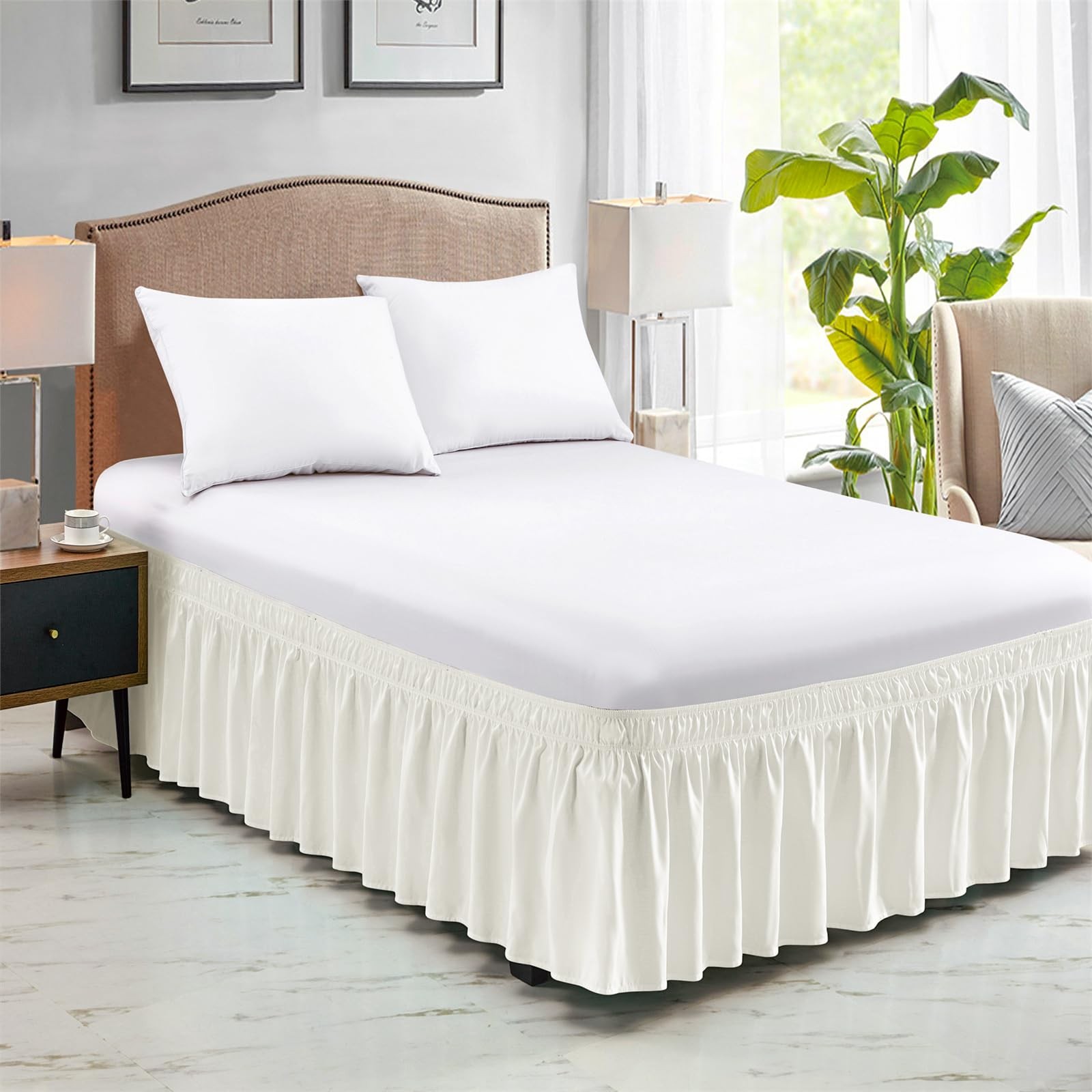 Elastic Bed Skirt - 18-Inch Drop Hotel Quality Dust Ruffle Full Size Cream gallery