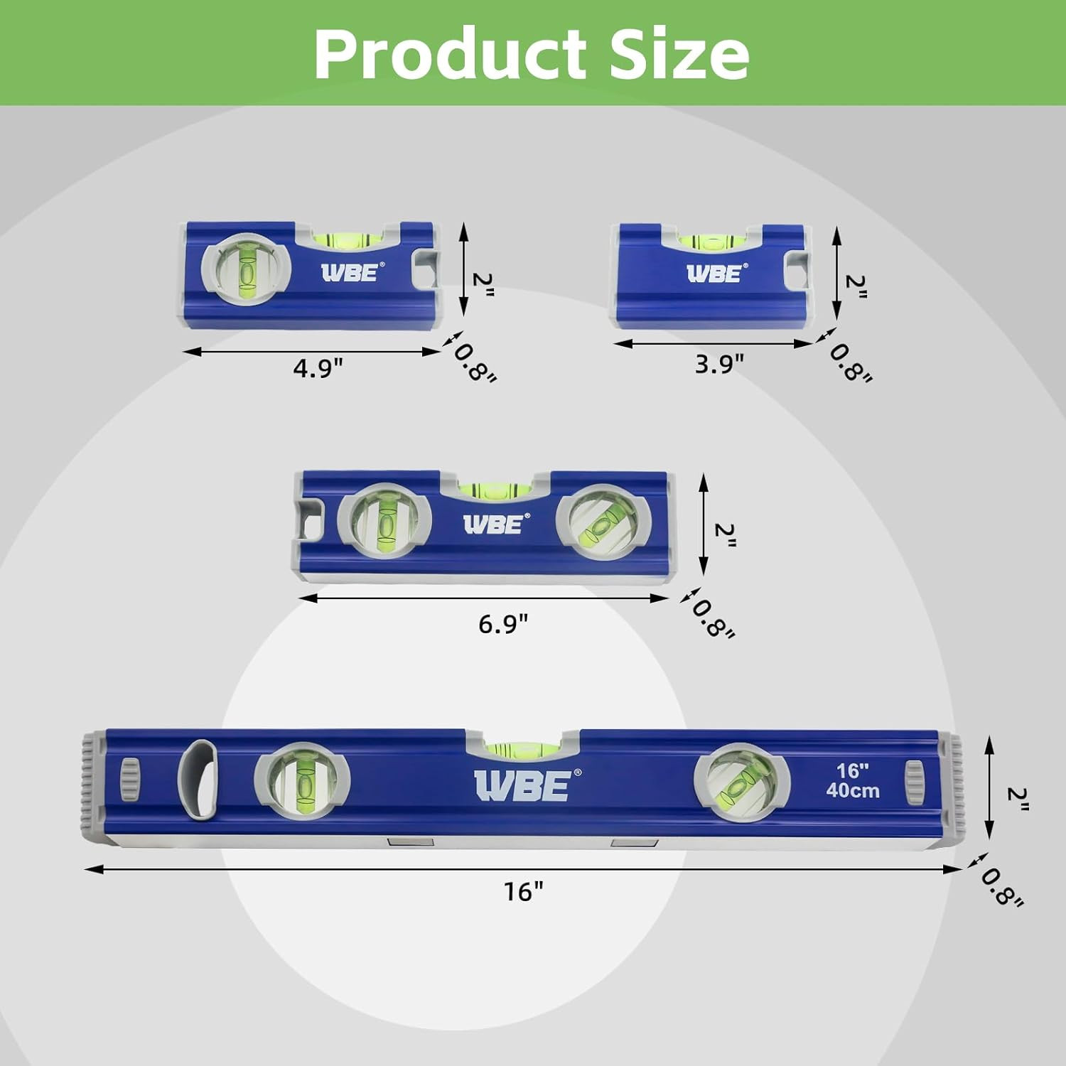 4-PC Torpedo Level Set Aluminium Alloy Magnetic Spirit Level Included 16" 7" 5" gallery