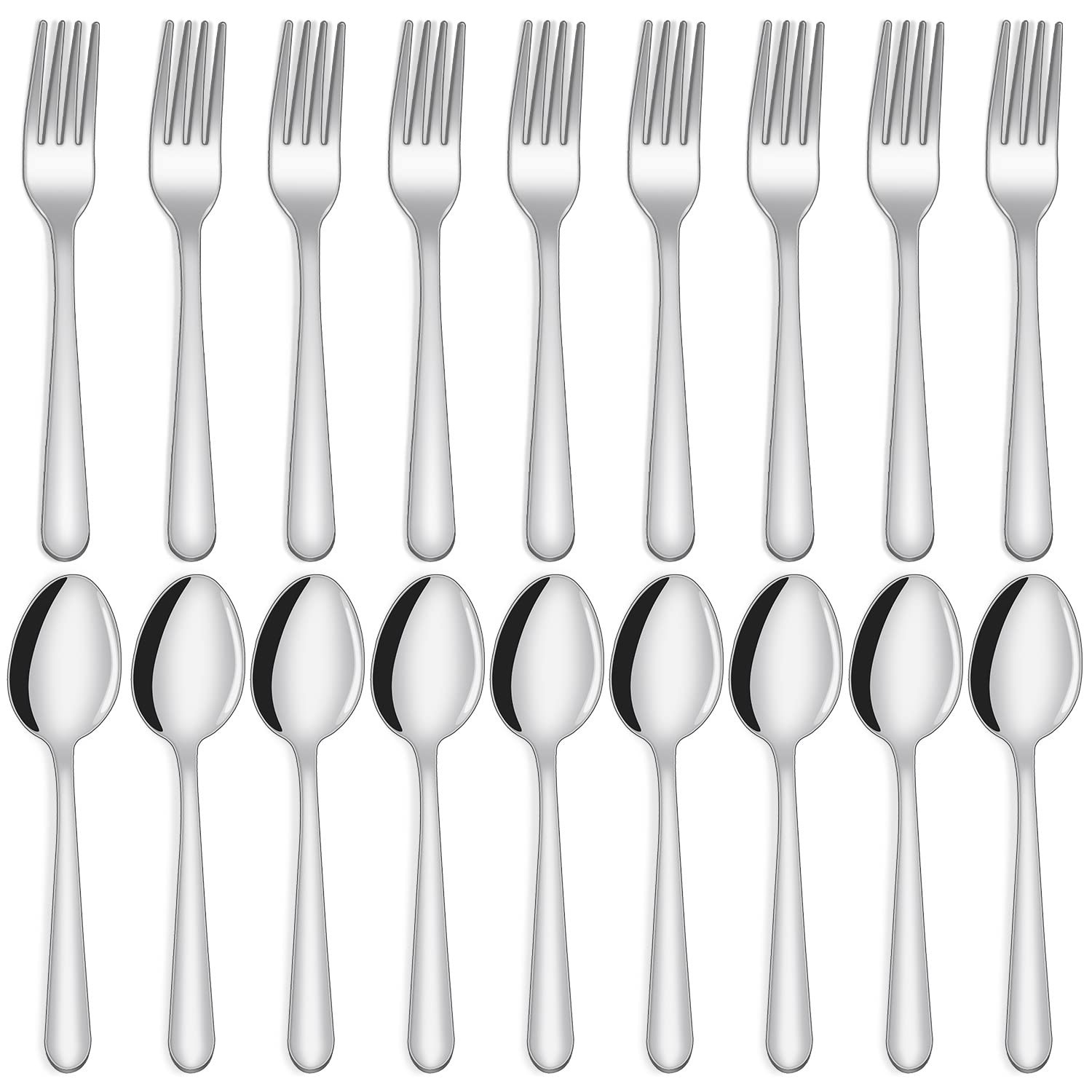 24-Piece Cutlery Set for Home and Commercial Use, 12 Forks 12 Spoons, Silver gallery