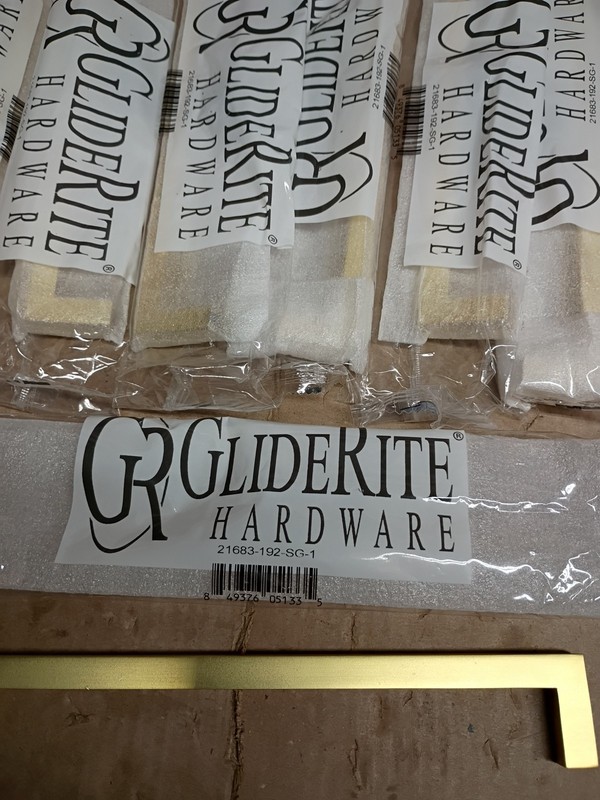 10pk GlideRite 7-9/16" CC Solid Square Slim Bar Pull Satin Gold - 21683-192-SG-1 gallery