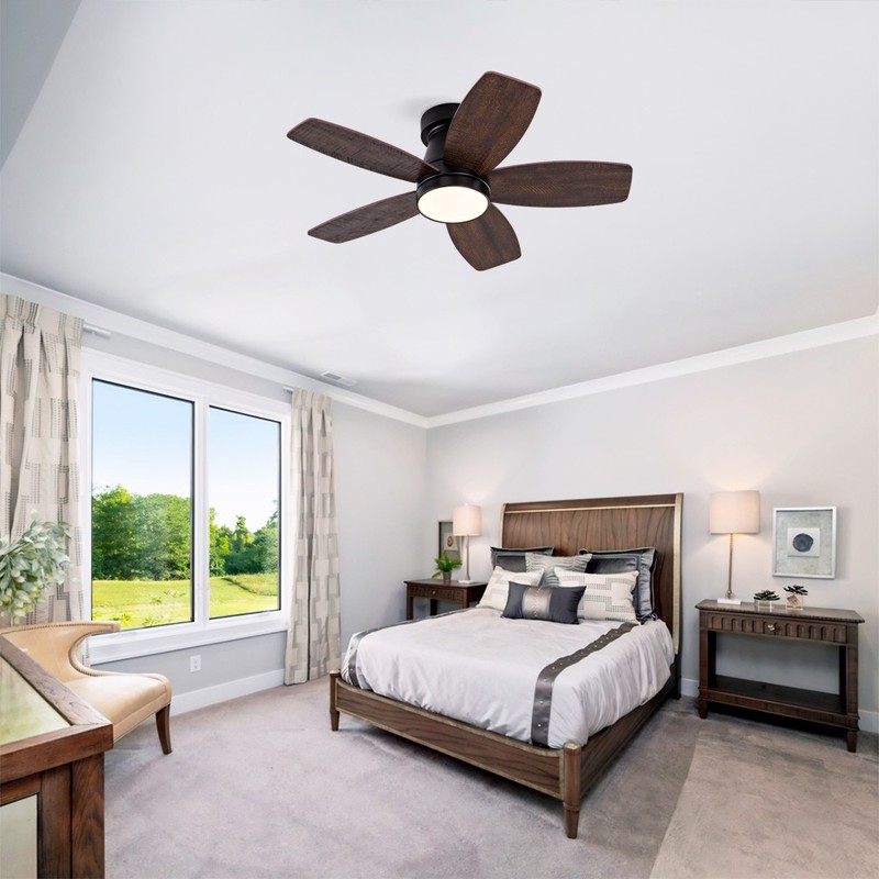 32 Inch Flush Mount Low Profile Ceiling Fan with Light Remote Control gallery