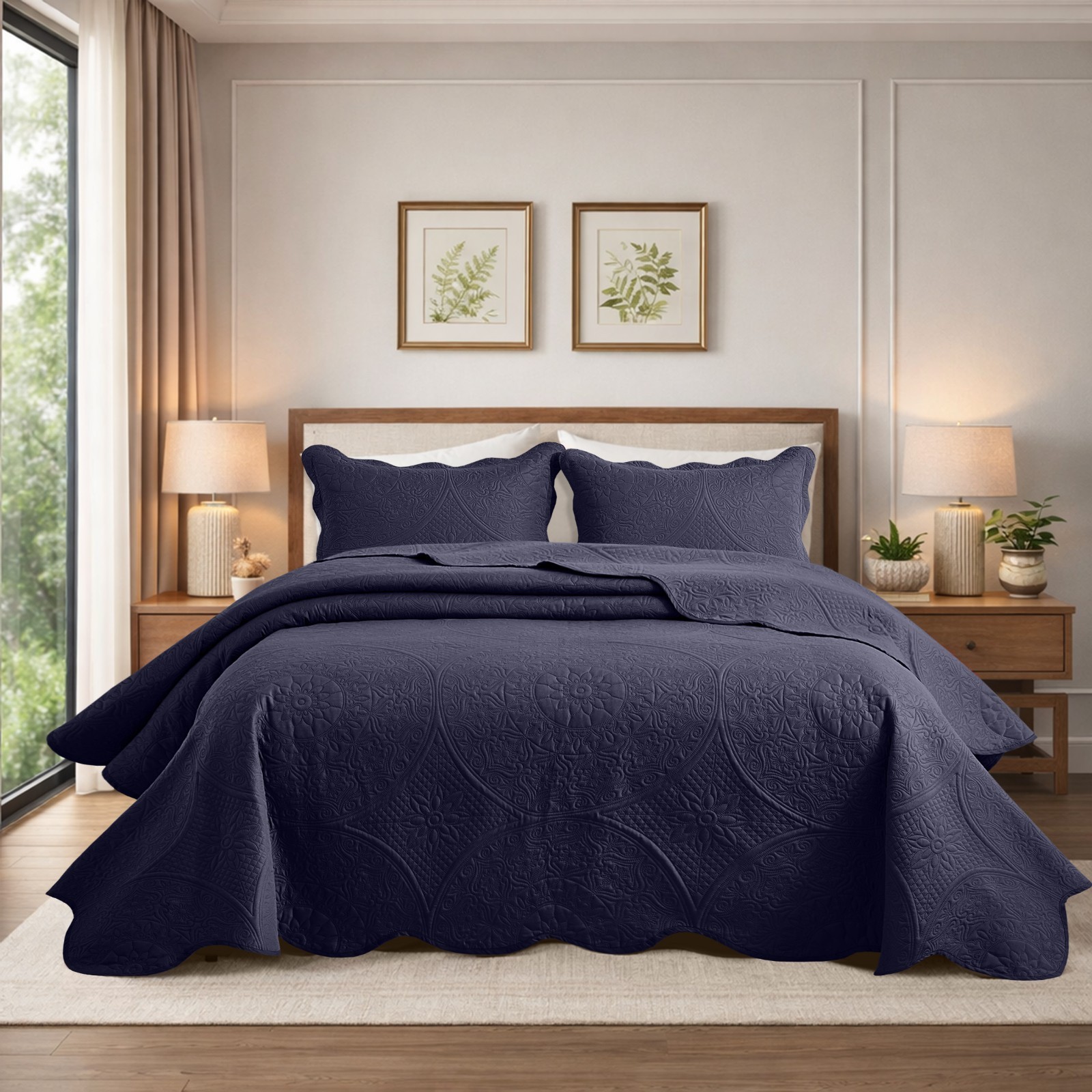 Premium Quality Bedspread Durable Reversible Coverlet With Pillow Shams Queen gallery