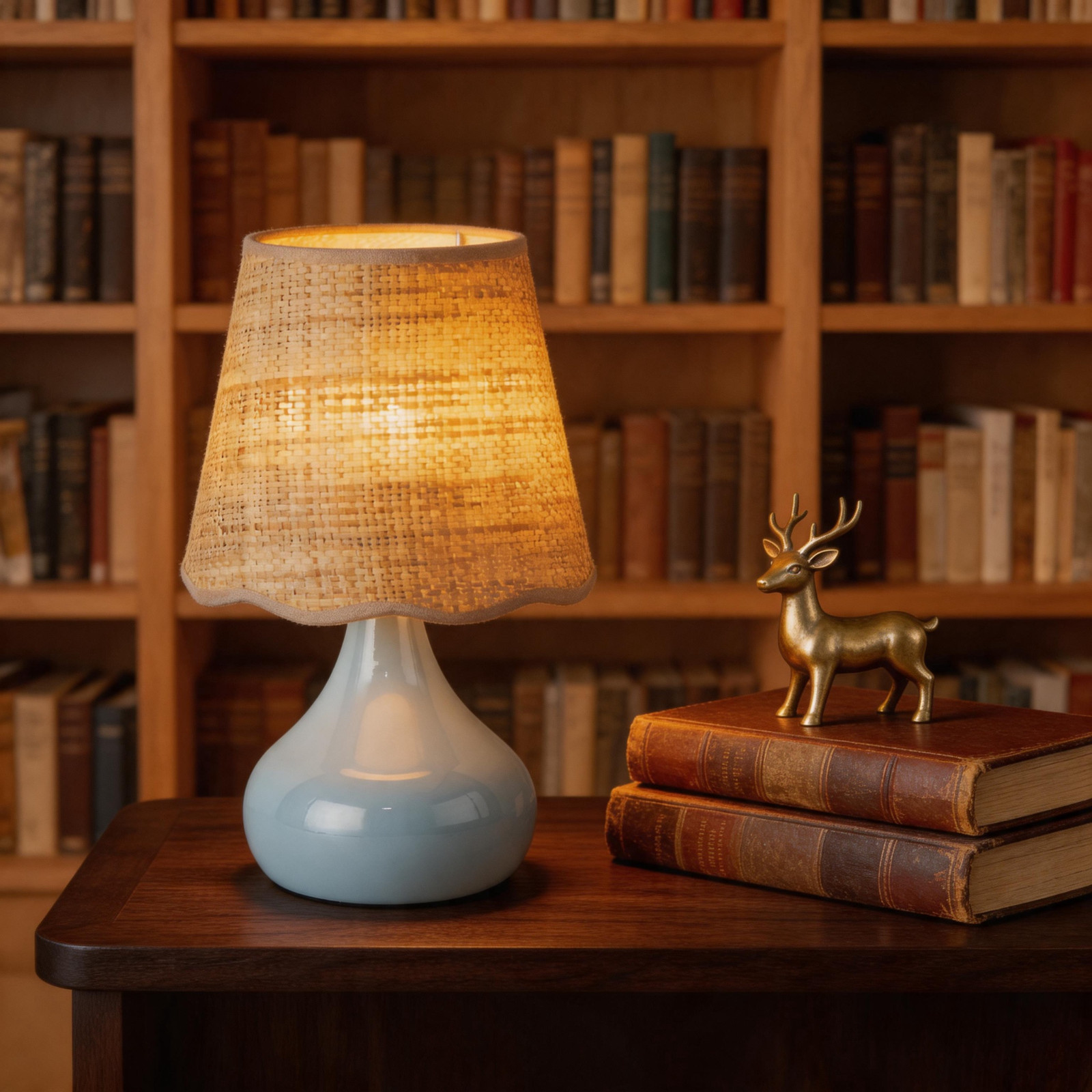 Copper and Rattan Table Lamp for Luxury Bedside Table gallery