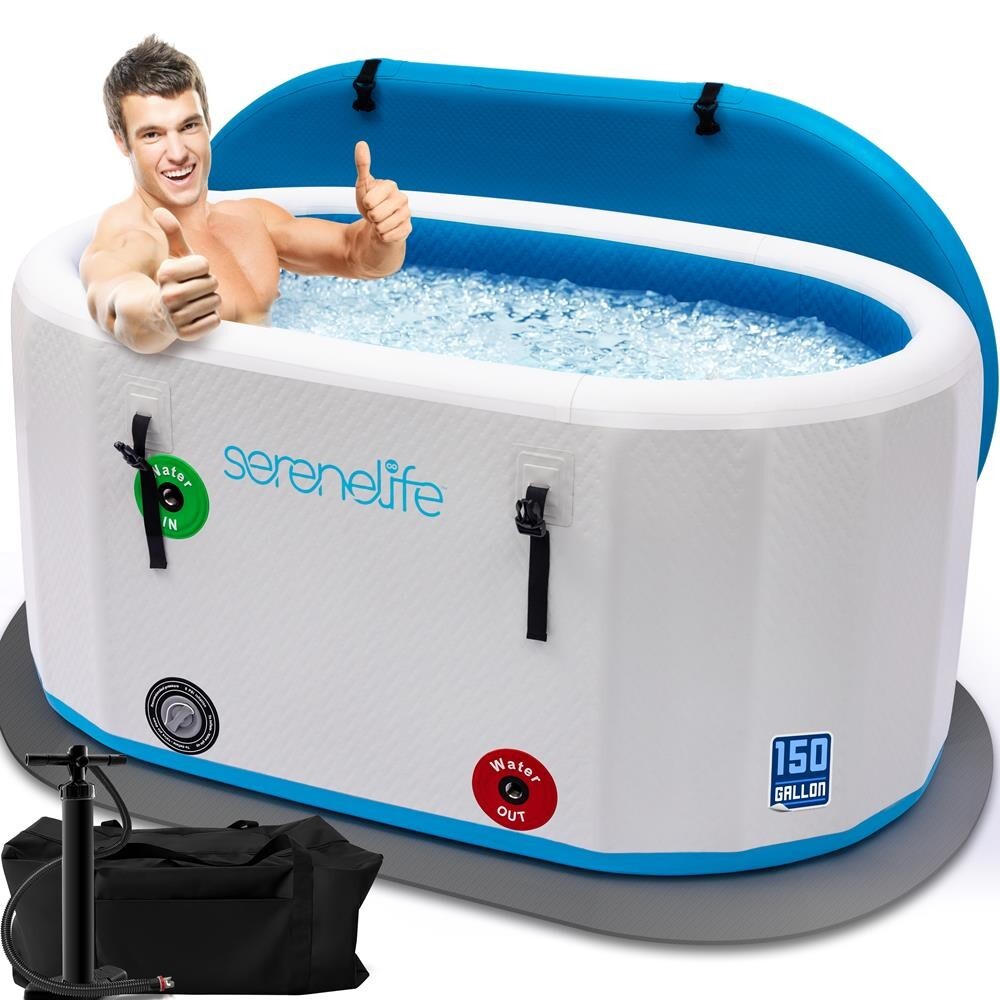 SereneLife Inflatable Insulated Cold Plunge Tub - Ice Bath Tub with Lid (Black) gallery