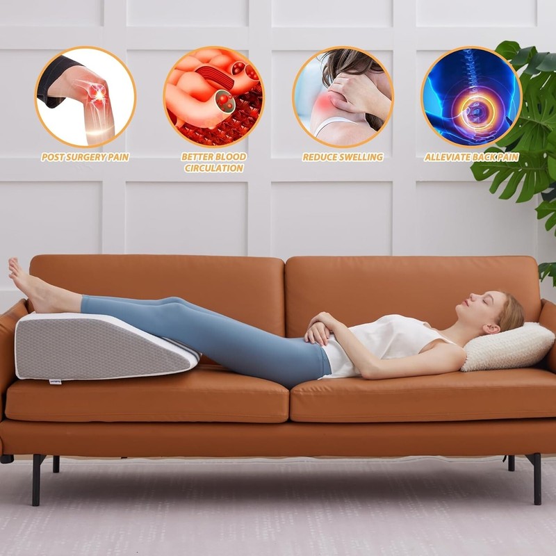 Stylish Leg Elevation Pillow with Removable Washable Cover - 8 Inch Foam Wedge gallery