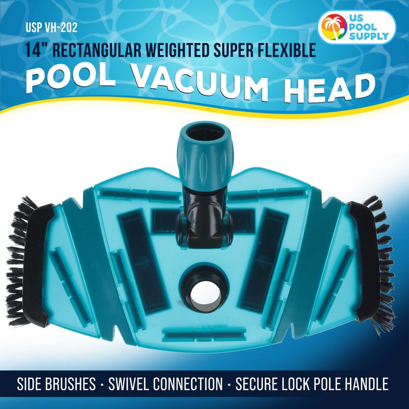 14" Rectangular Weighted Super Flexible Swimming Pool Vacuum Head - Side Brushes gallery