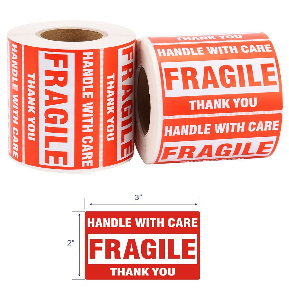 2 Rolls Fragile Stickers 2x3 Handle with Care 500/Roll Packing Shipping Labels gallery