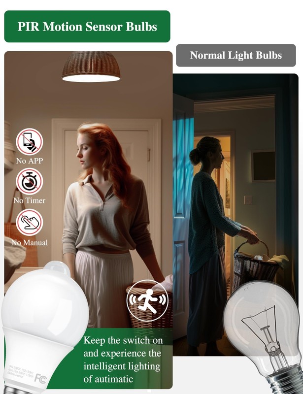6-Pack Motion Sensor Light Bulb Dusk to Dawn LED 9W (60W Eq) E26 PIR Security gallery