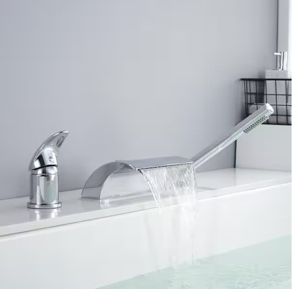 SUMERAIN Waterfall 2-Handle Tub Deck Mount Roman Tub Faucet with Hand Shower gallery