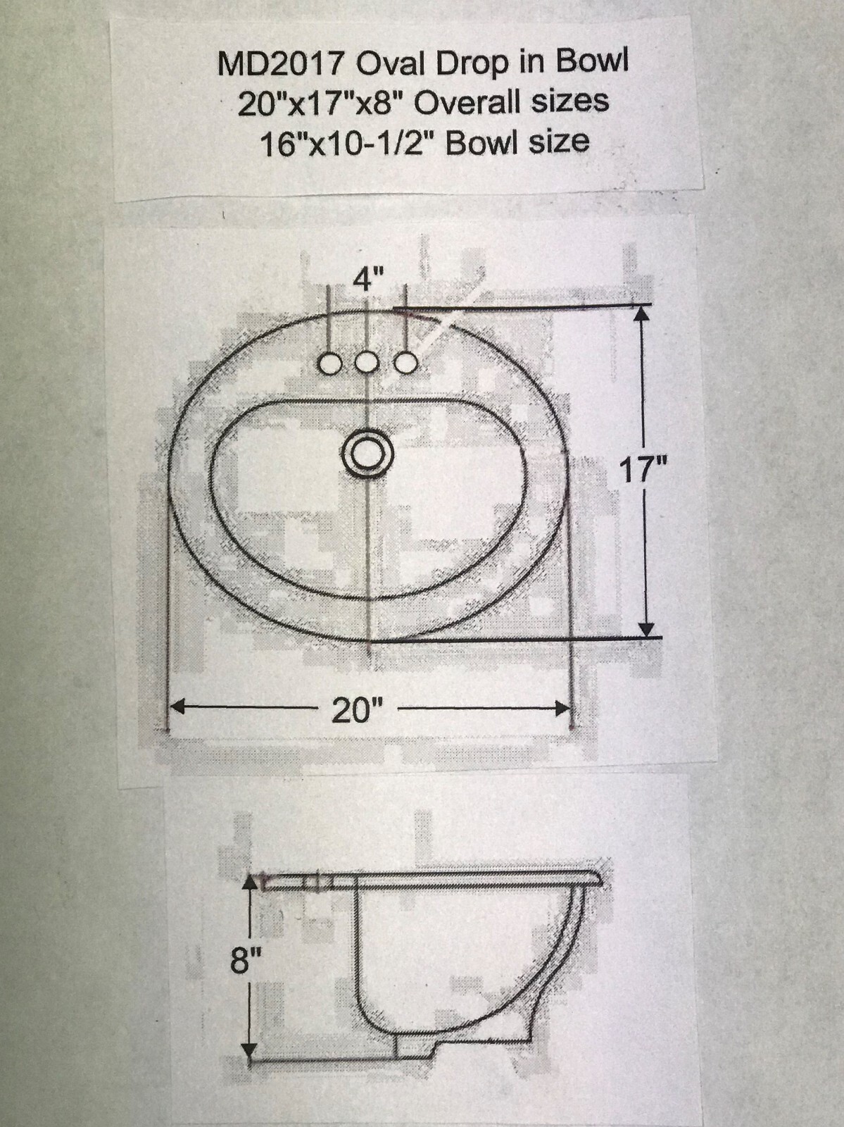 Drop-In Bathroom Sink in Bone color NEW gallery