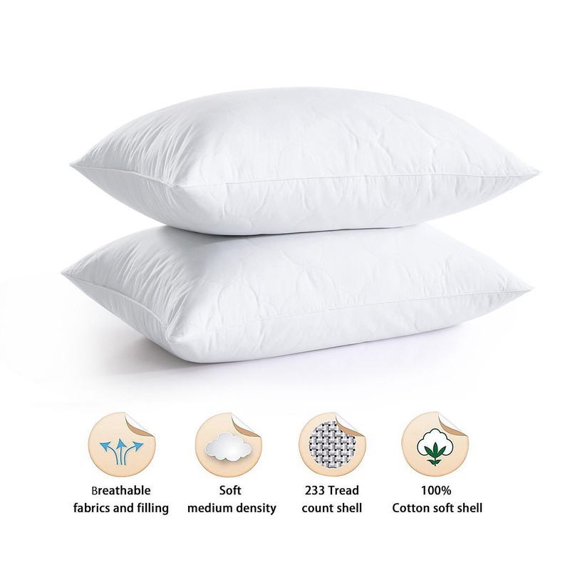 2 Pack Down Feather Blend Bed Pillows Cloud Quilted King Queen Size Pillow gallery