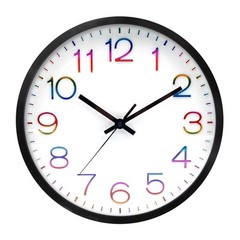 12″ Modern Wall Clock, Multicolor Numbers