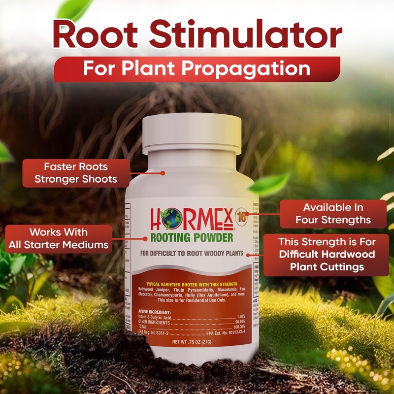 Hormex Rooting Powder #16 - for Difficult to Root Woody Plants - 1.6% IBA gallery