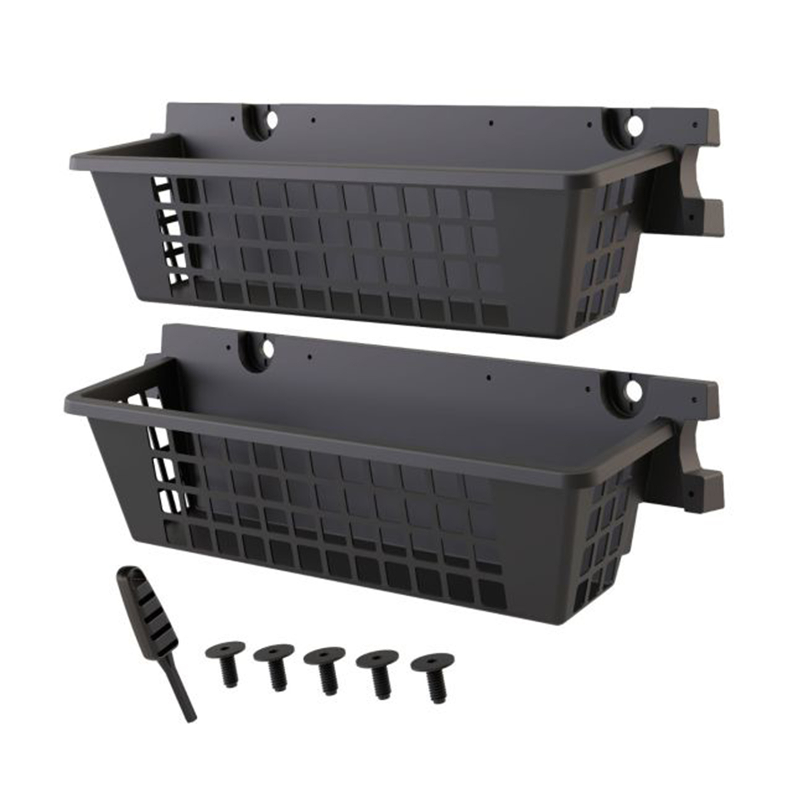 Suncast 25 x 7.25 Inch Basket Accessory for Outdoor Shed, Black ( 2-Pack) gallery
