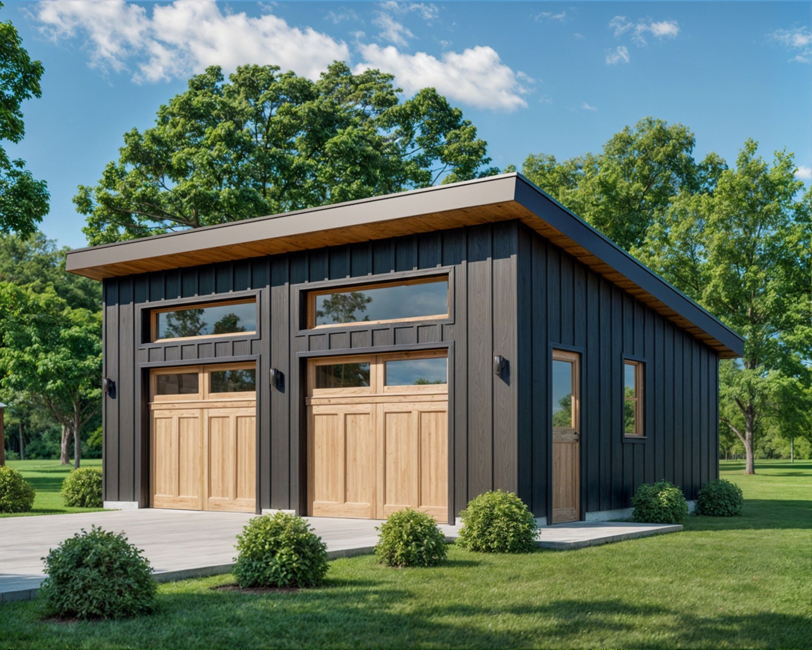 Two Car Garage Plan 24'x28', Detached Shed Roof Garage, 672 Sq Ft, 9 Ft Walls gallery