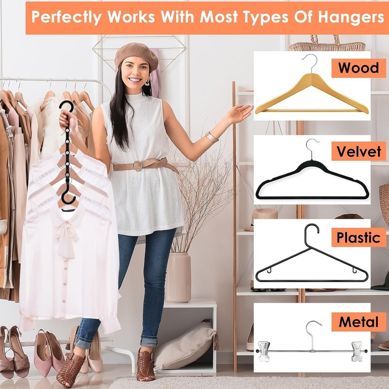 Space-Saving Magic Clothes Hangers - 360° Swivel Hooks, 4 Pack for 20 Clothes gallery