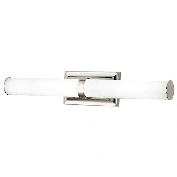 Rolande 100W Equivalent Polished Nickel LED Vanity Light - Tube Etched Glass OB gallery